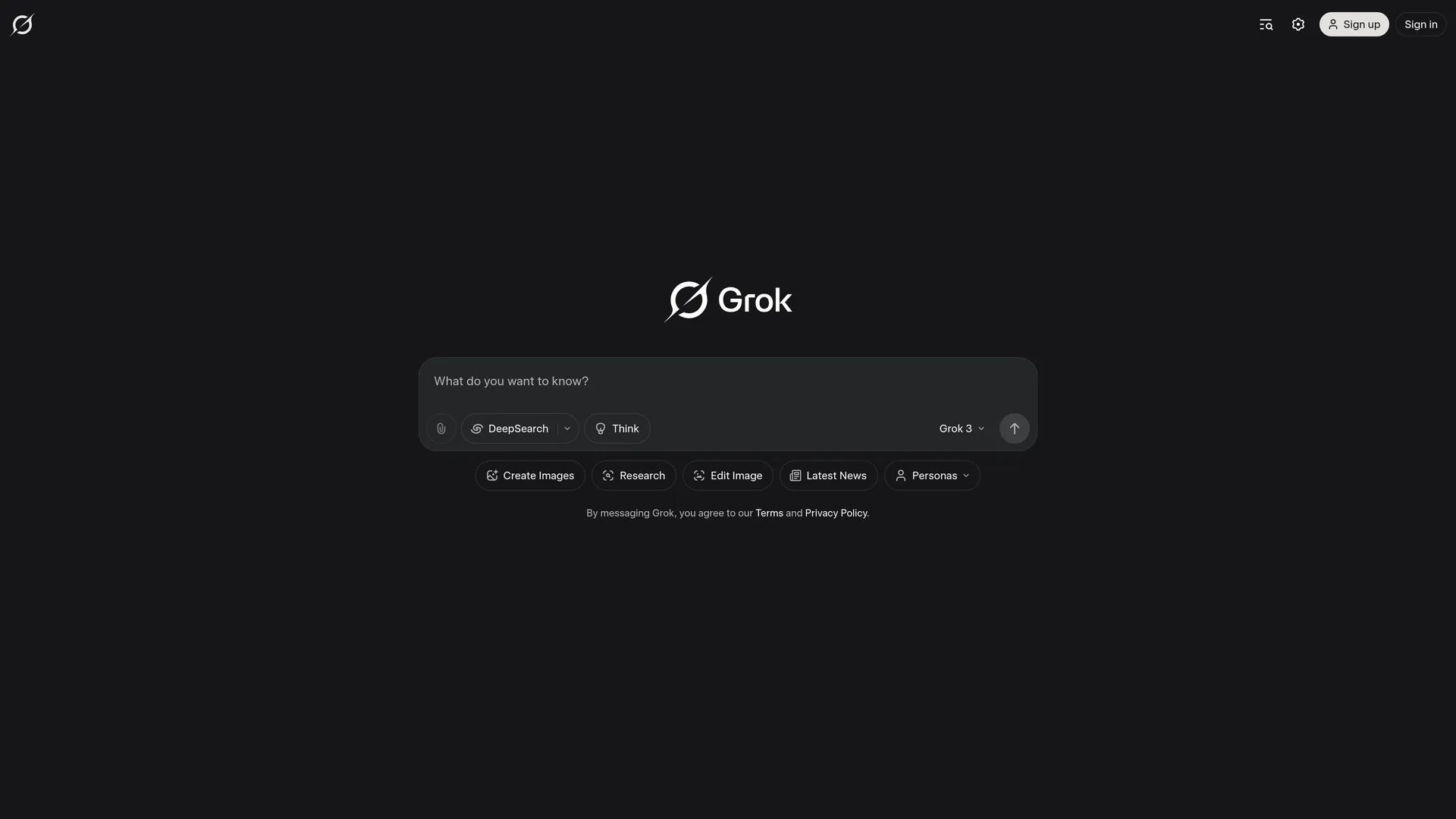 لقطة الشاشة لصفحة الدردشة مع غروك