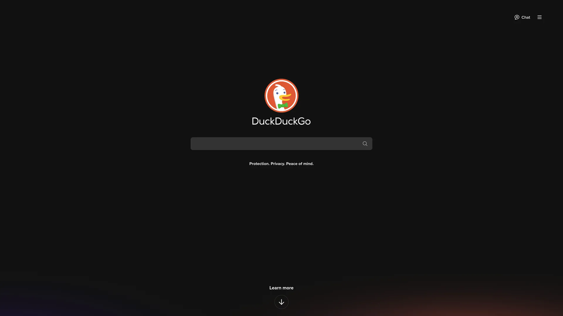 لقطة الشاشة للصفحة الرئيسية لمحرك بحث دك دك جو